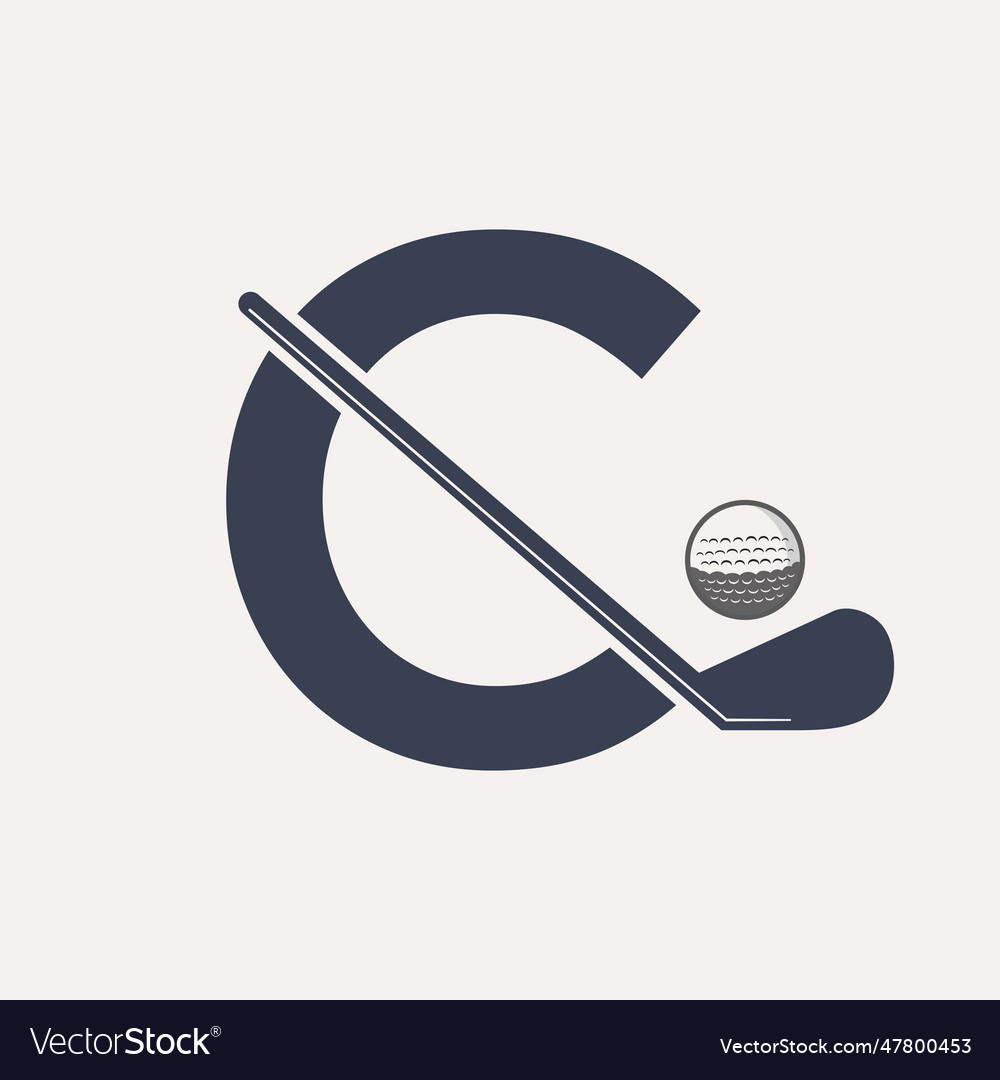 Letter c hockey tournament logo ice hockey badge Vector Image