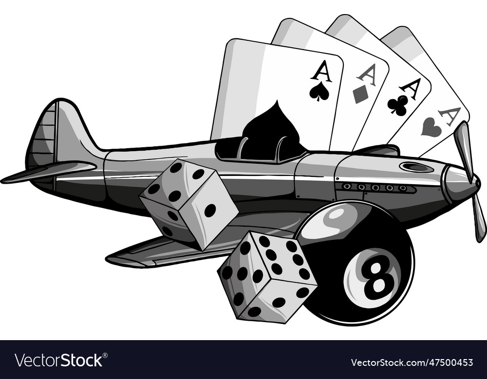 Monochromatic of fighter airplane Royalty Free Vector Image