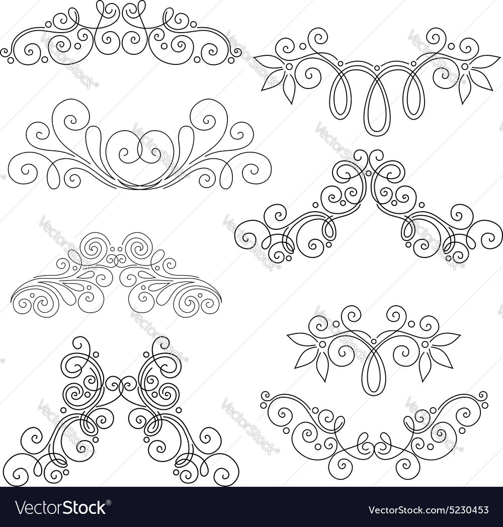 Set of Calligraphic Design Elements and Page Vector Image