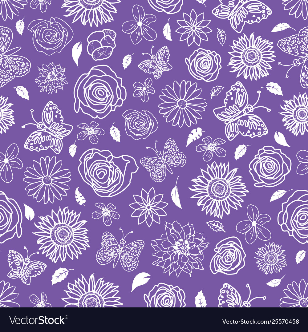 Cute hand drawn garden scenery seamless pattern