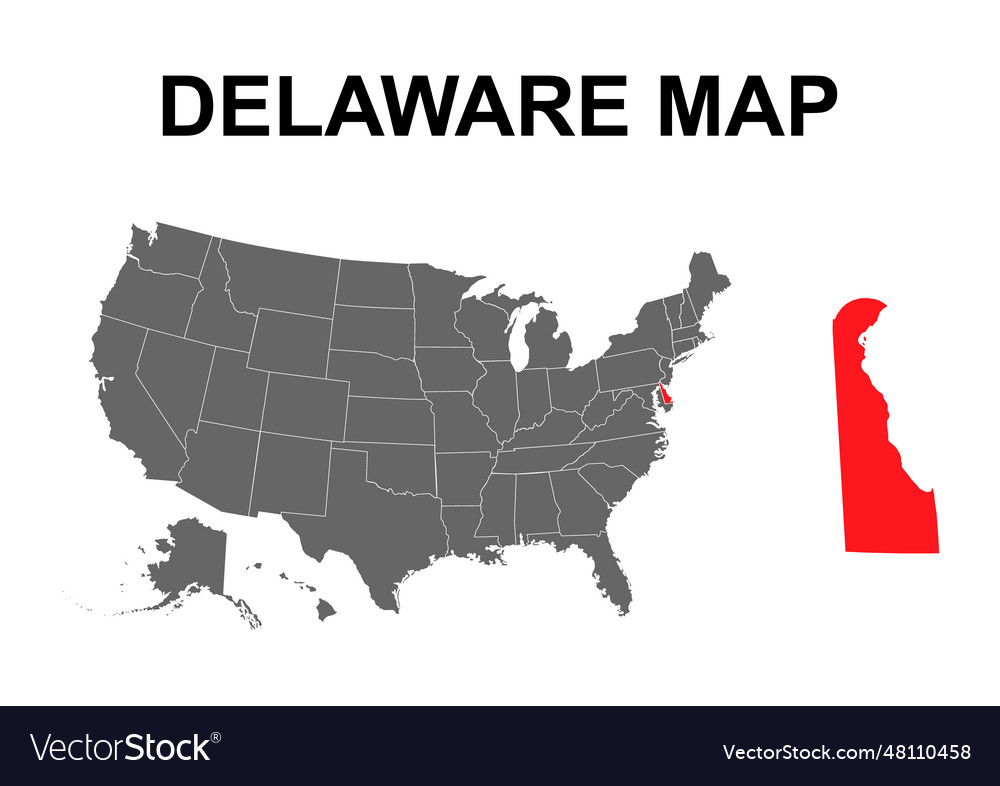 Delaware map shape united states of america flat Vector Image