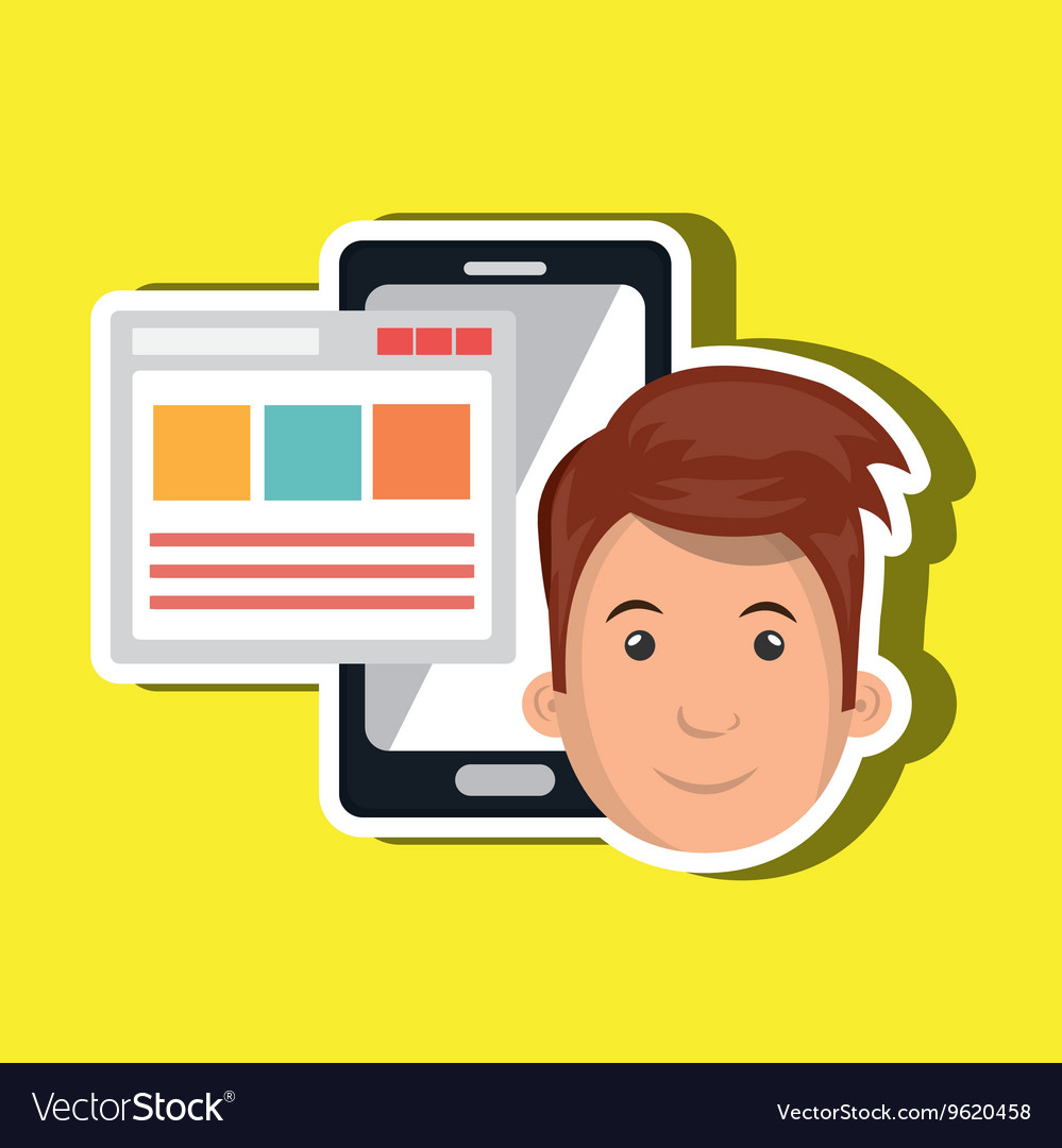 Smartphone user with template isolated icon Vector Image
