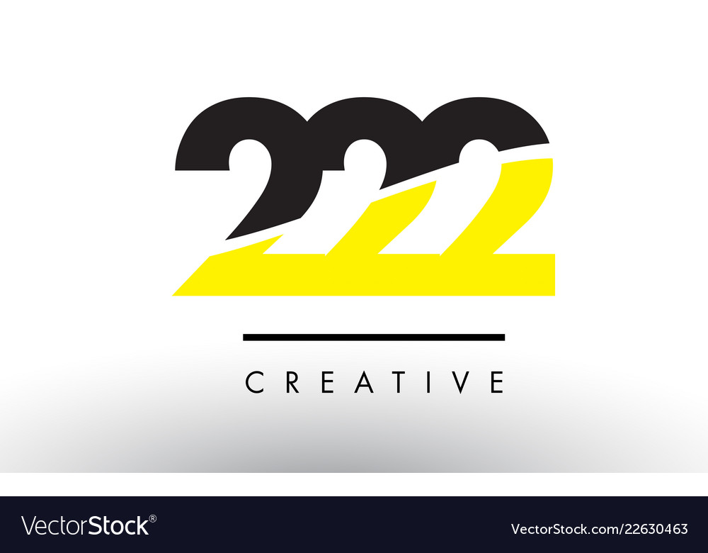 222 black and yellow number logo design Royalty Free Vector