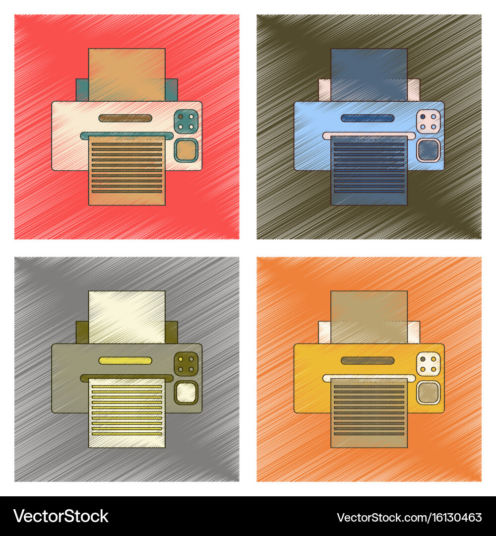 Assembly flat shading style icon computer printer Vector Image