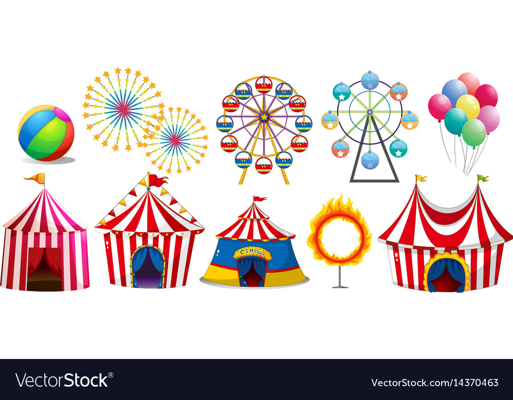 Circus tents and ferris wheels Royalty Free Vector Image