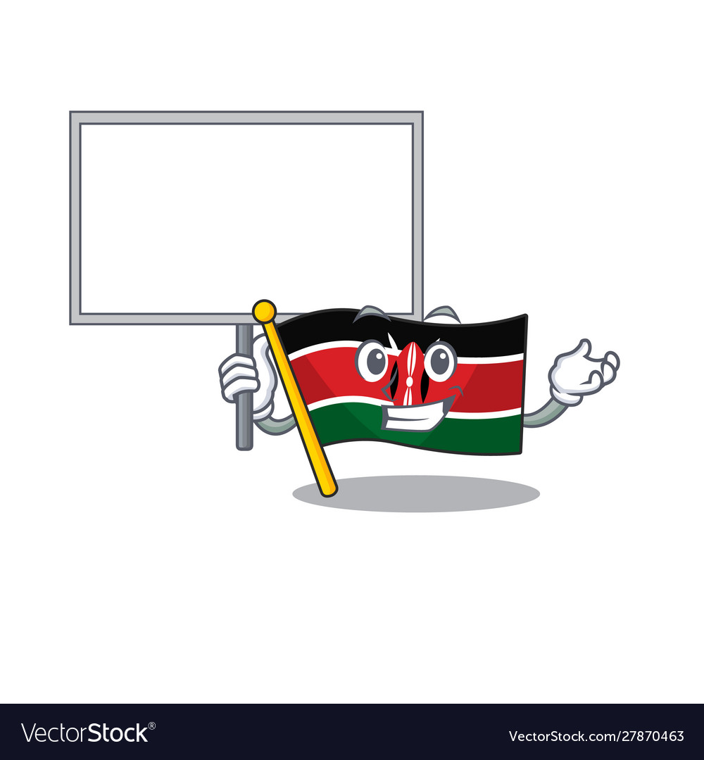 Flag kenya bring board cartoon with character Vector Image