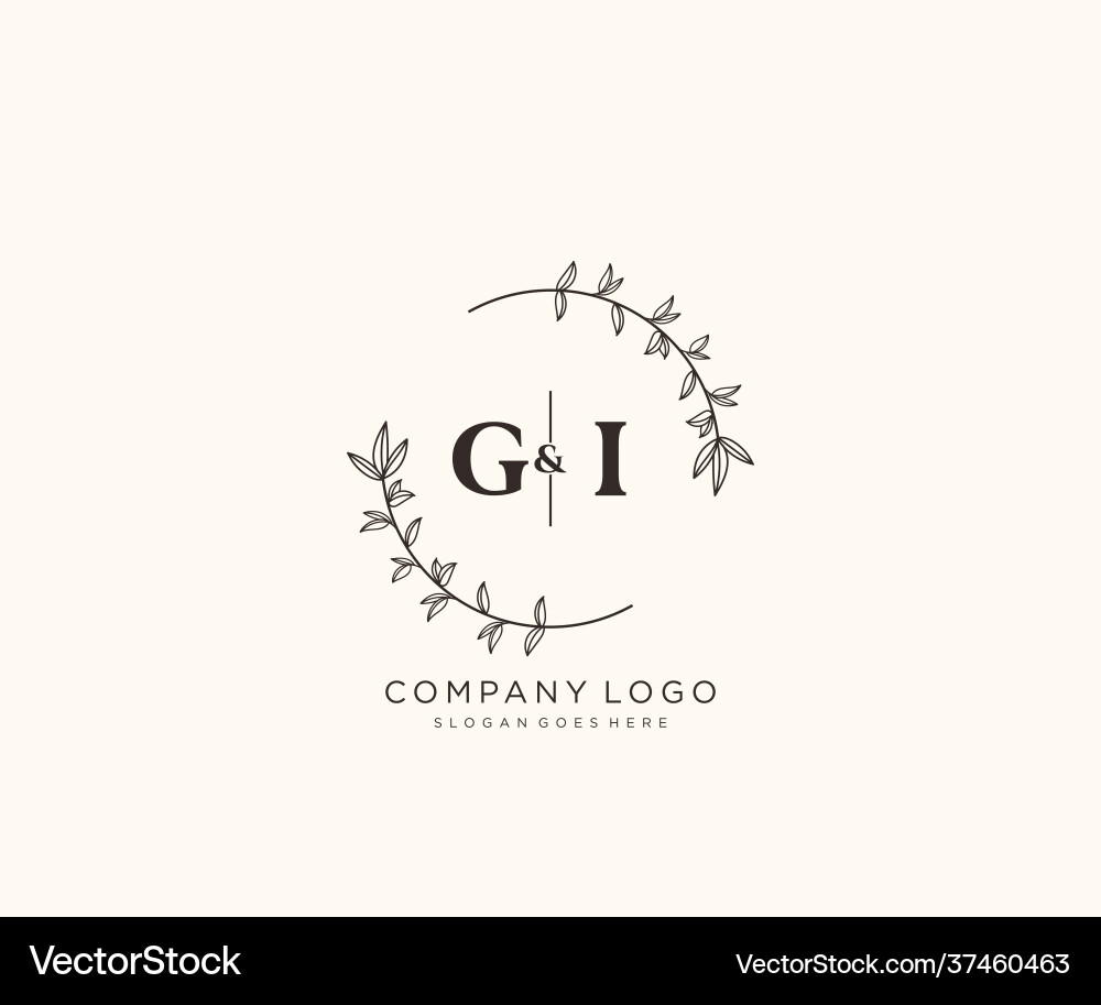 Initial gi letters beautiful floral feminine Vector Image