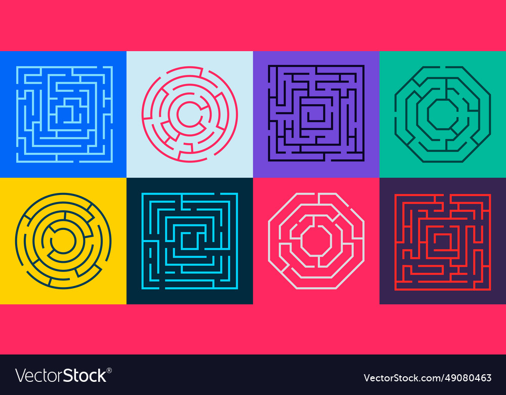 Maze path round labyrinth riddle with wrong way Vector Image