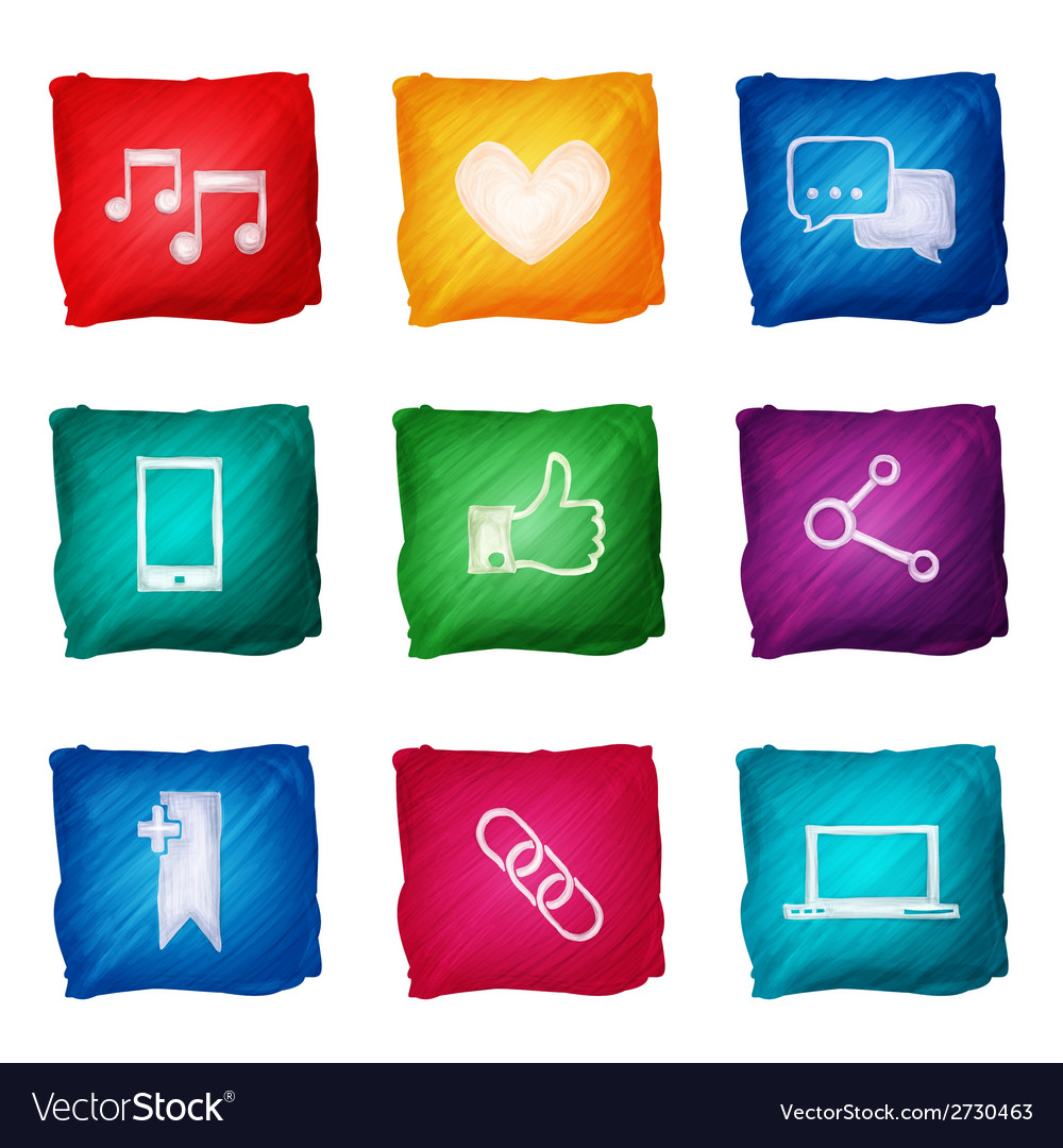 Social Media Icons Watercolor Royalty Free Vector Image