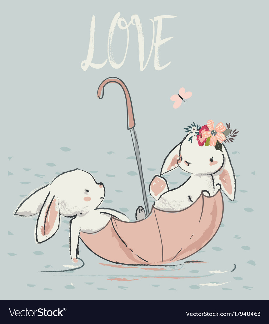 Two cute hares royalty free vector image vectorstock Two cute hares royalty free vector image vectorstock