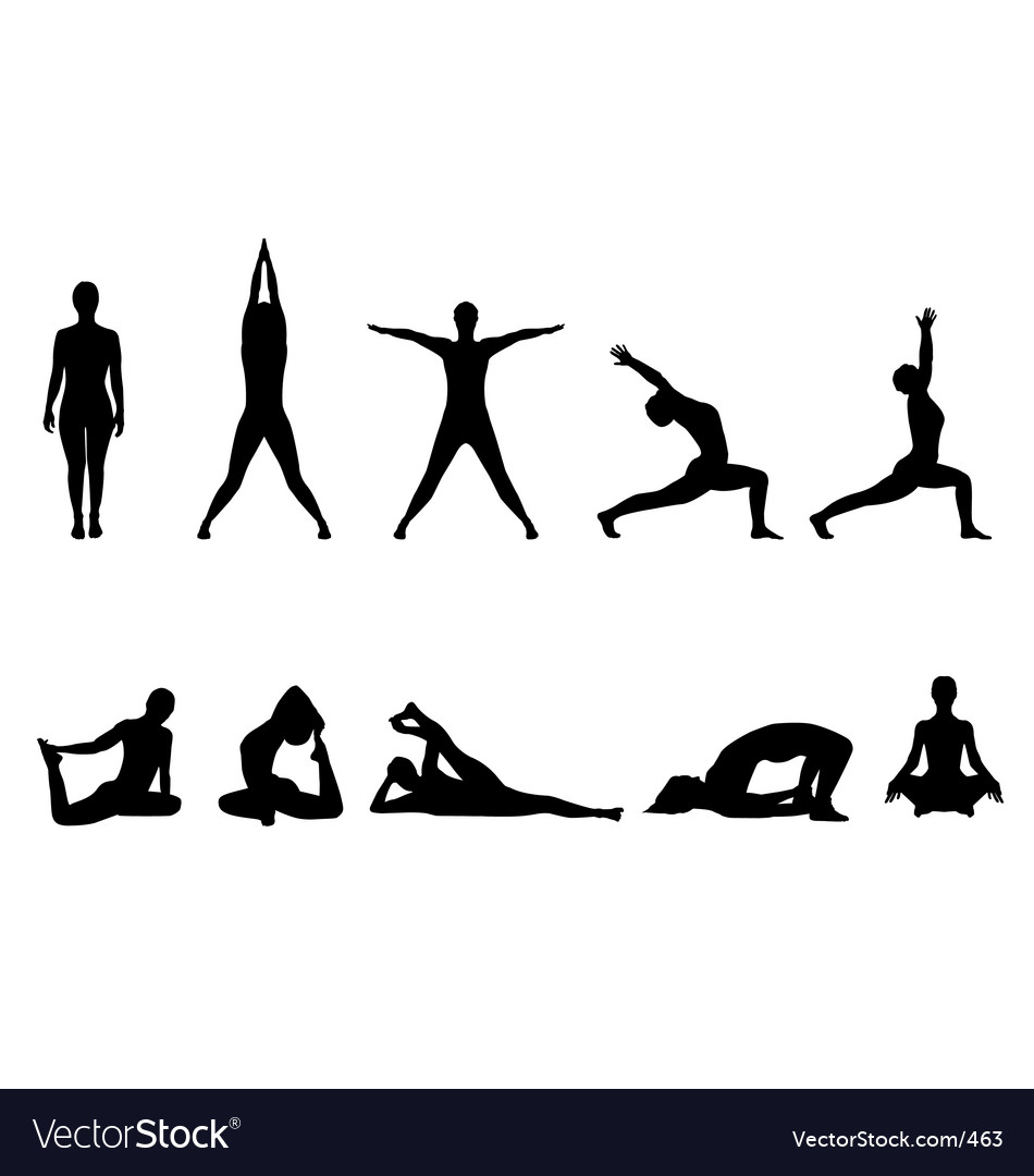 Download Yoga silhouettes Royalty Free Vector Image - VectorStock