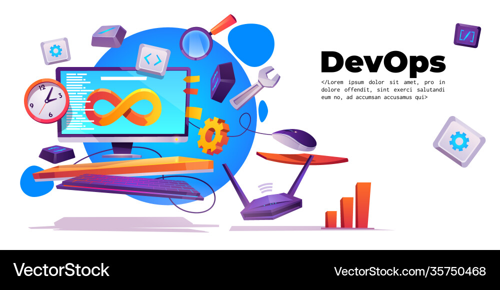 Development operations banner devops concept Vector Image