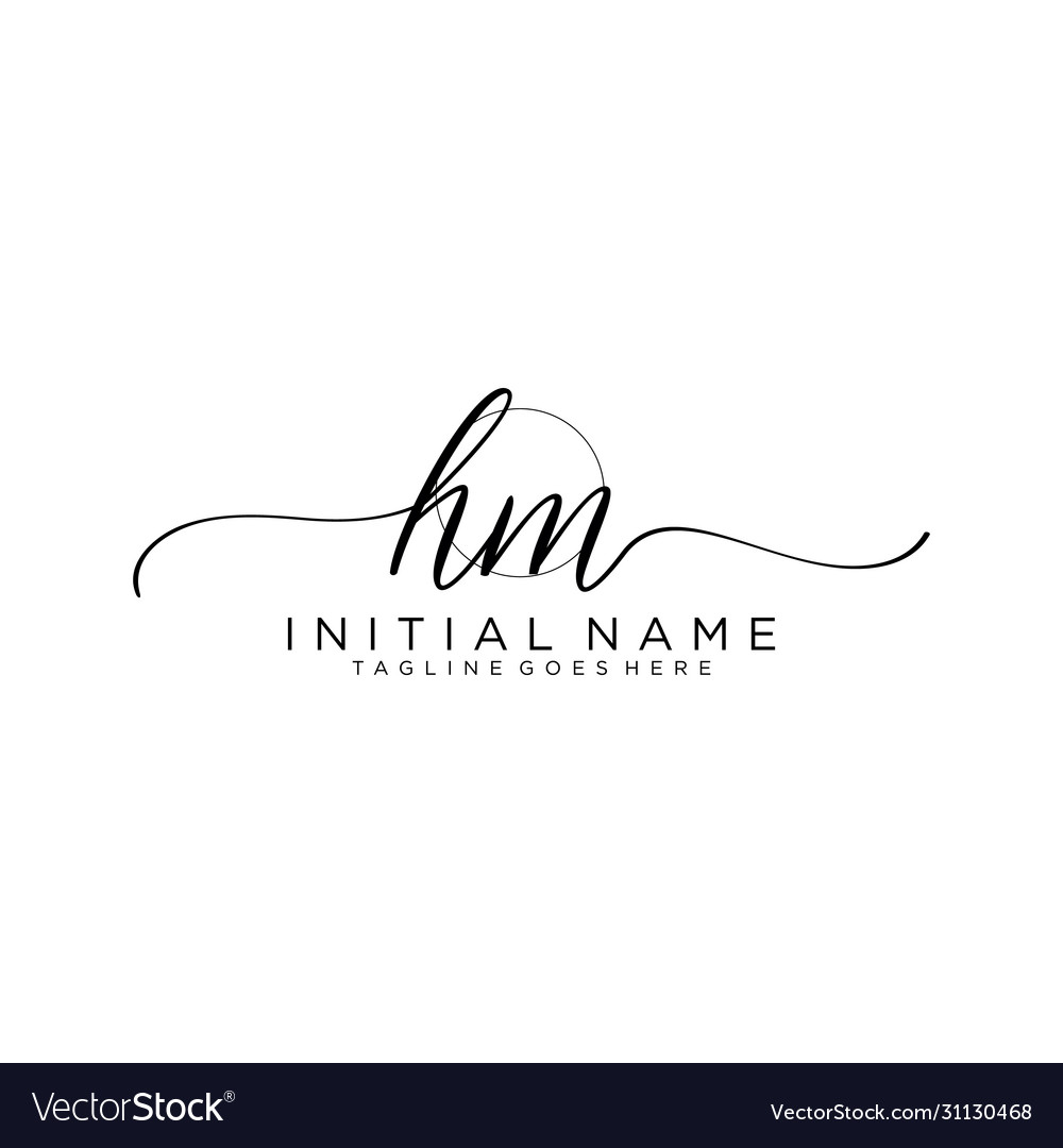 Hm initial handwriting logo with circle template Vector Image