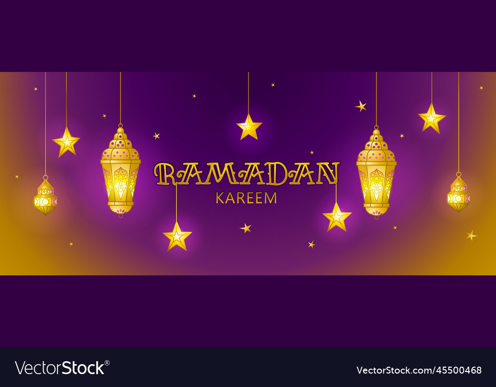 Ramadan kareem card golden vintage banner Vector Image