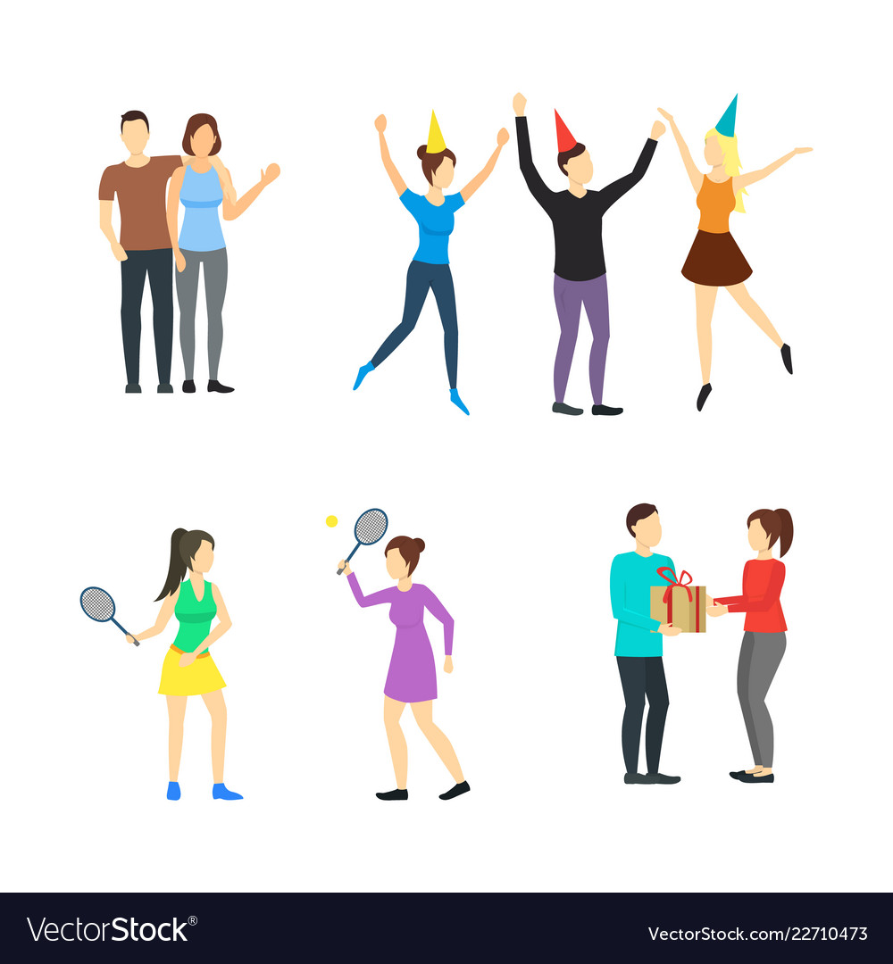 Cartoon friends social characters icon set Vector Image Cartoon friends social characters icon set Vector Image