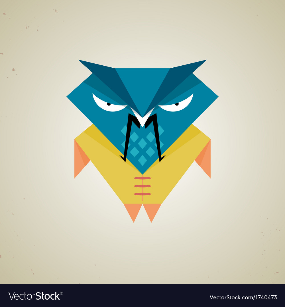Cute little blue and yellow cartoon samurai owl Vector Image Cute little blue and yellow cartoon samurai owl Vector Image