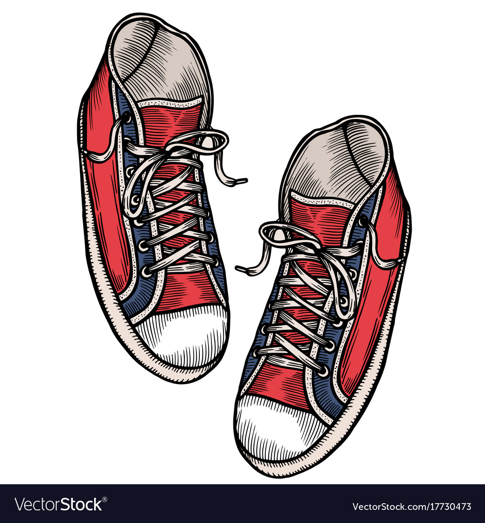 Red sports sneakers Royalty Free Vector Image - VectorStock