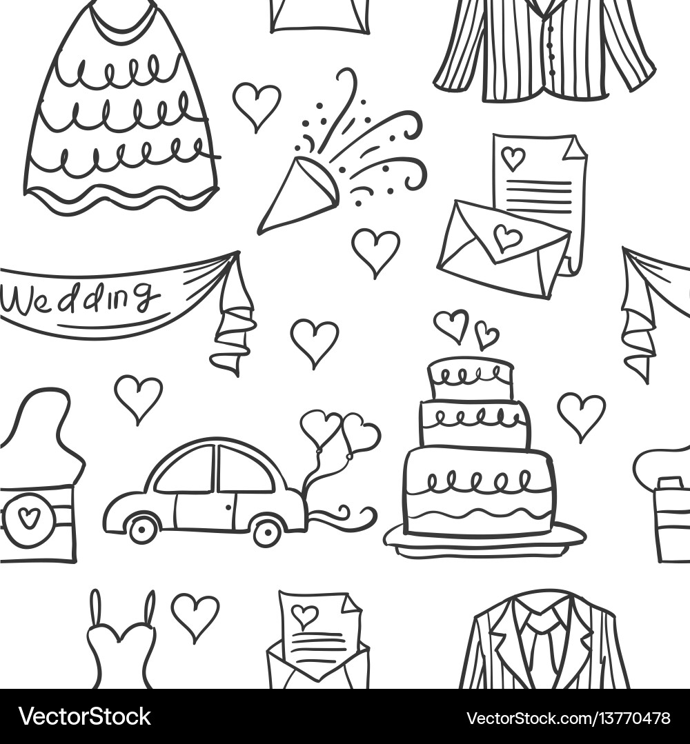 Collection of element wedding doodles Royalty Free Vector