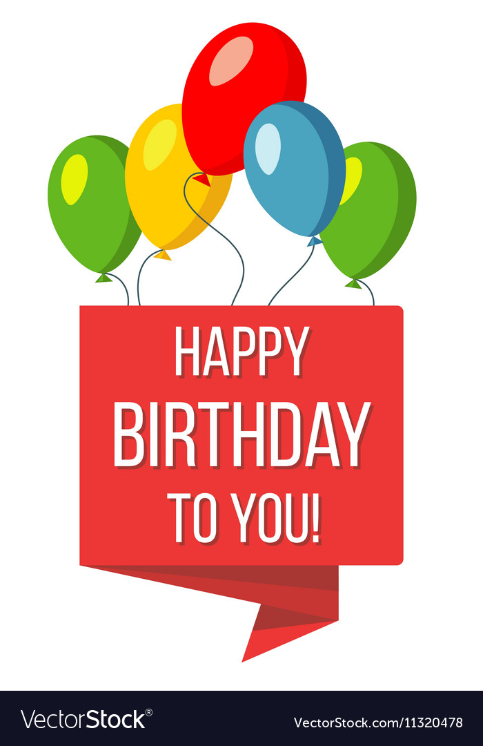 Happy birthday red banner and balloons Royalty Free Vector