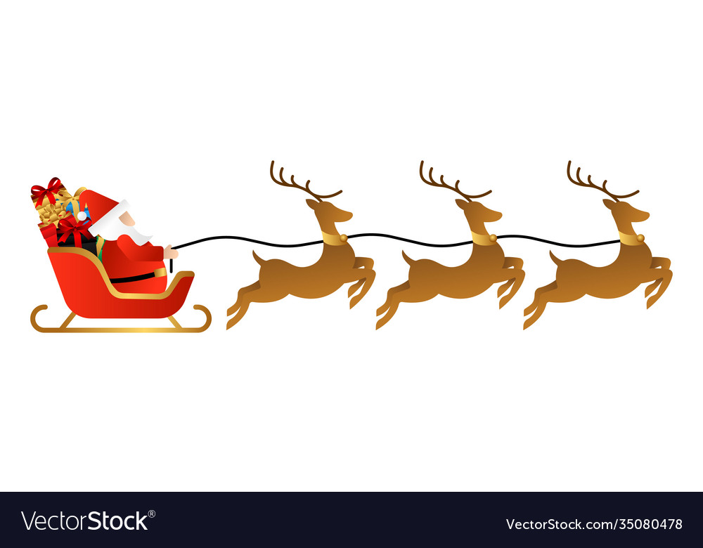 Santa claus on a sleigh with reindeer isolated Vector Image