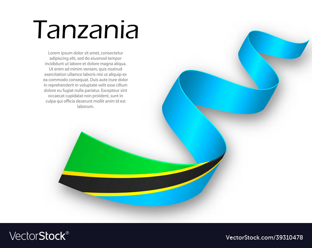 Waving ribbon or banner with flag of tanzania Vector Image