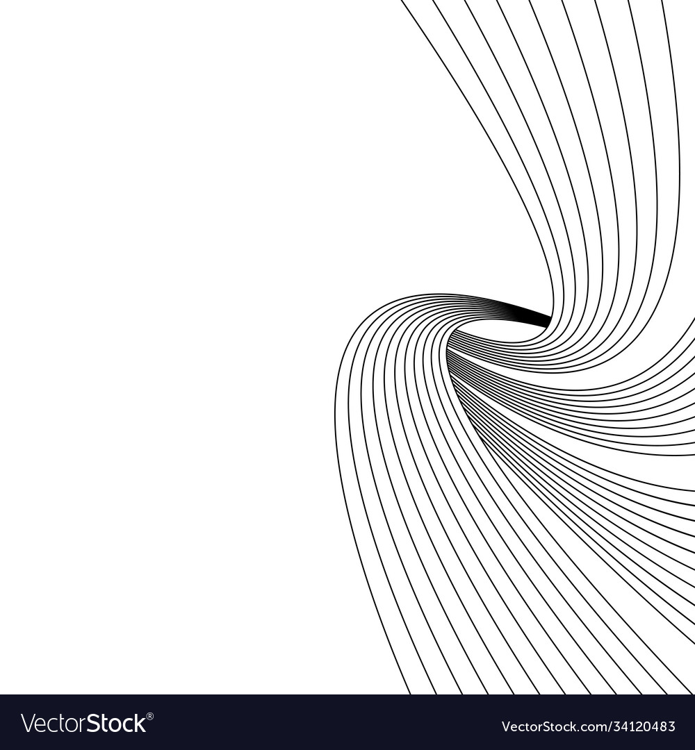 Black and white curved line stripe background Vector Image