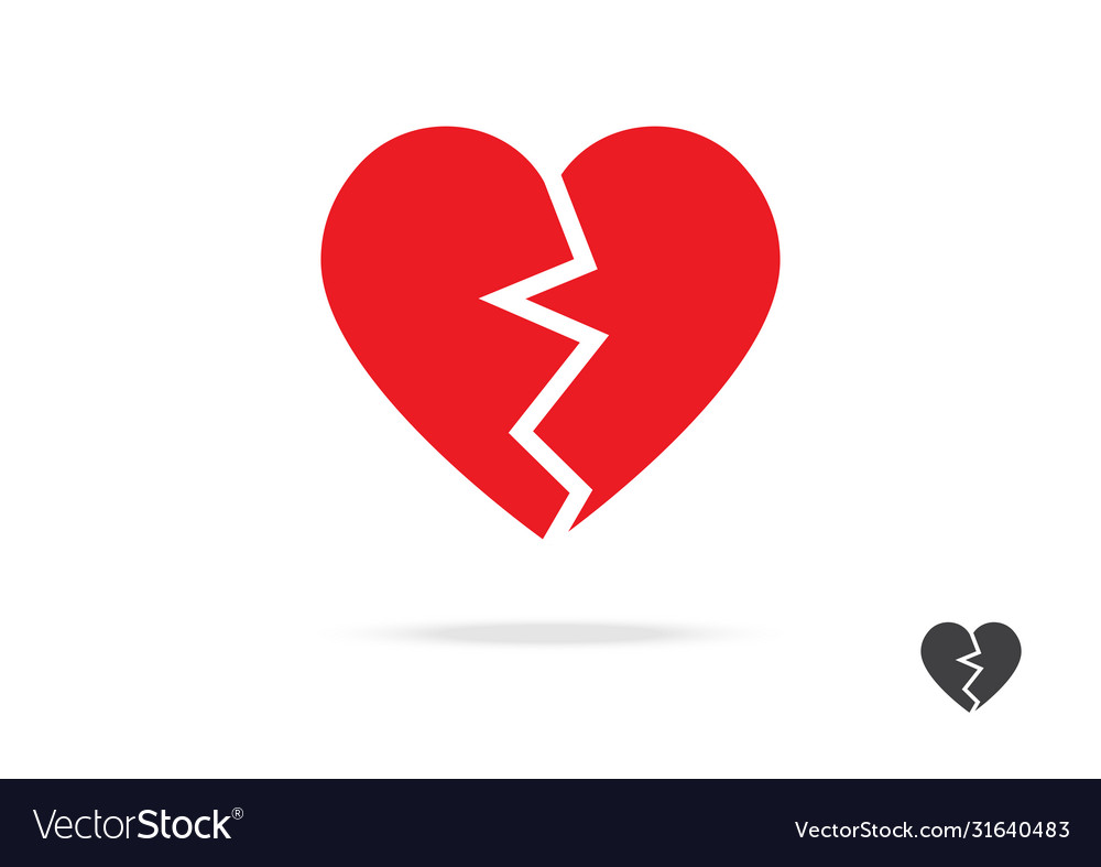 Broken heart icon symbol design for love