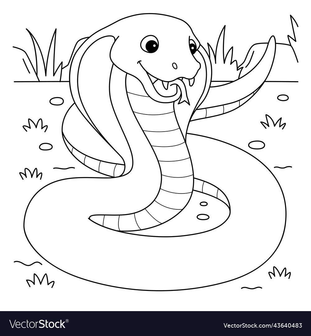 Cobra animal coloring page for kids Royalty Free Vector