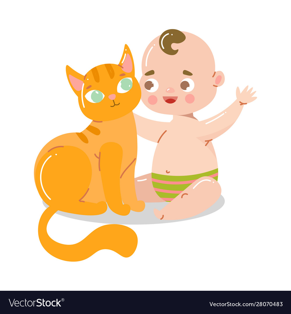 Cute happy smiling baby sitting on floor Vector Image