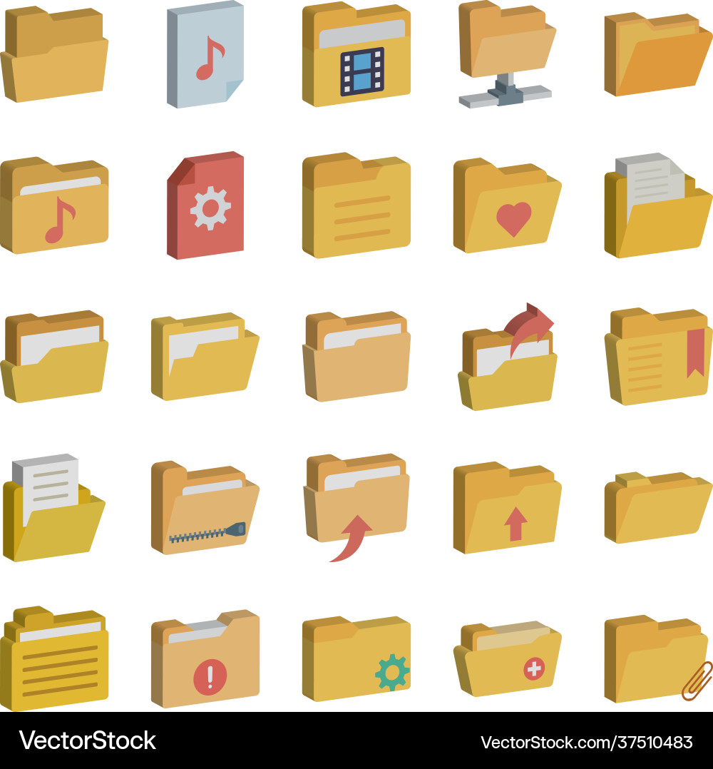 Folder icon set every sing can easily modify Vector Image