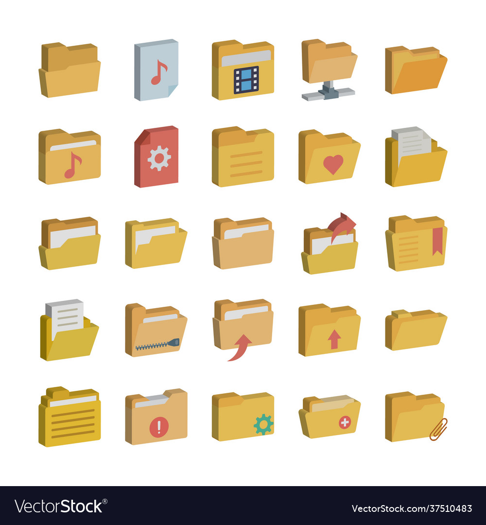 Folder icon set every sing icon can easily modify Vector Image