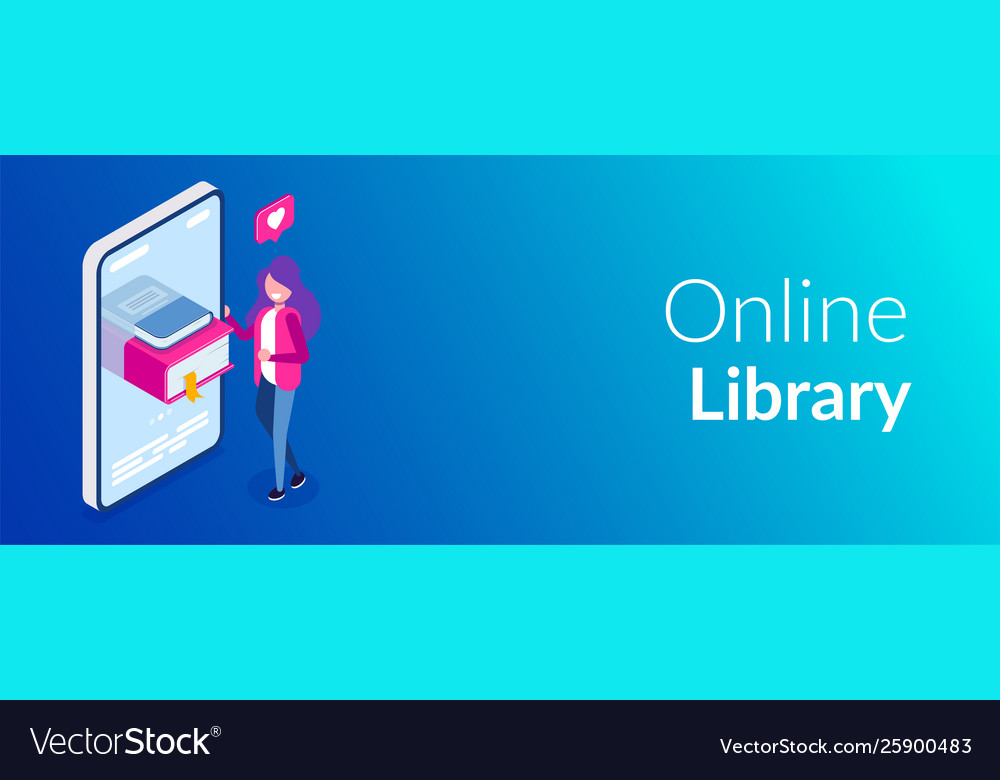 Online library concept books in your phone Vector Image