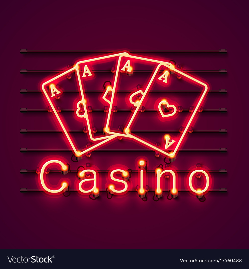 Casino Neon Signboard Text Banner Royalty Free Vector Image