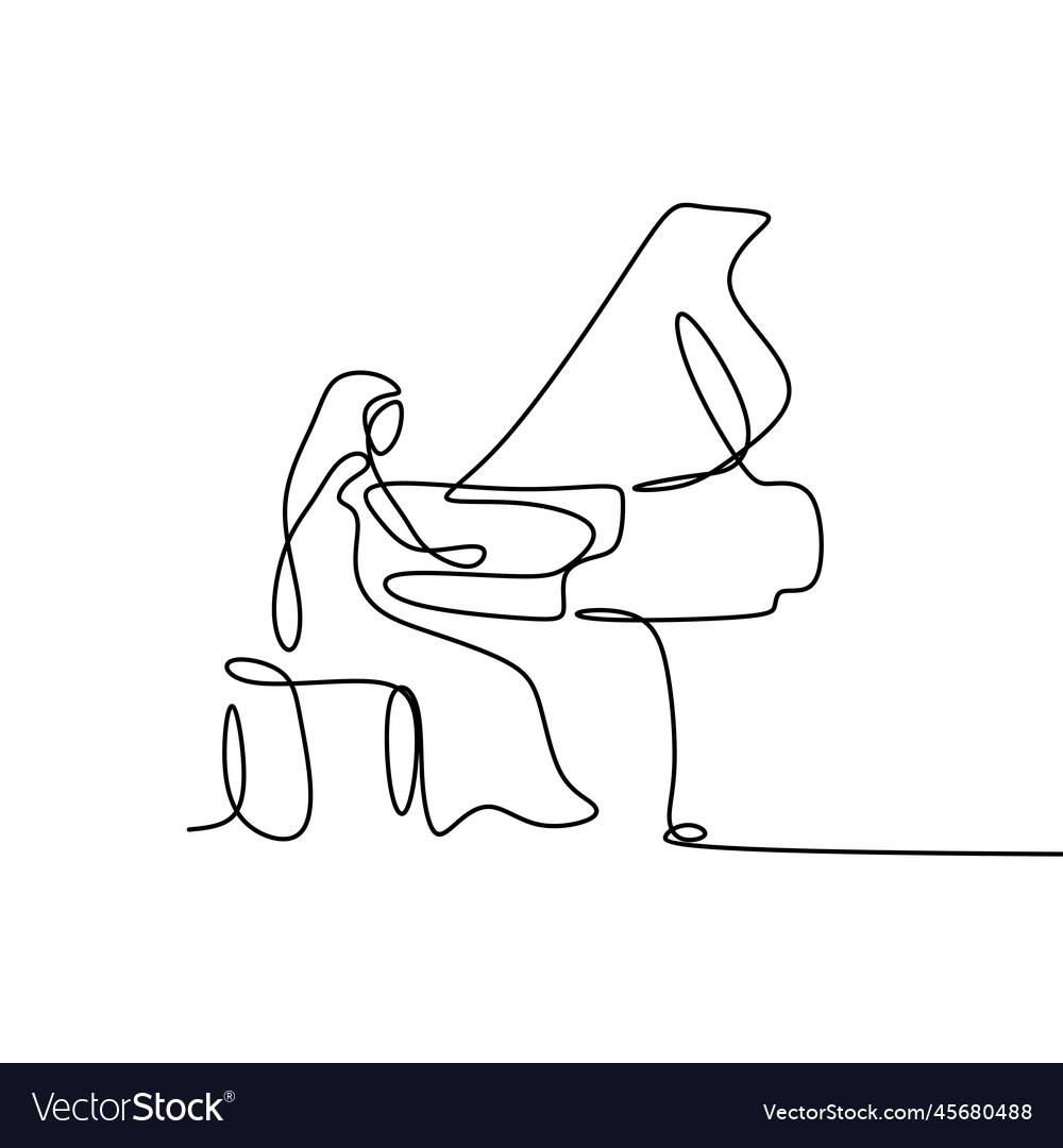 Continuous drawing line playing the piano Vector Image
