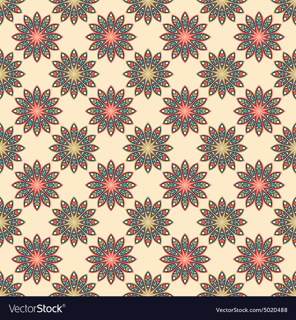 Ethnic floral seamless pattern Royalty Free Vector Image