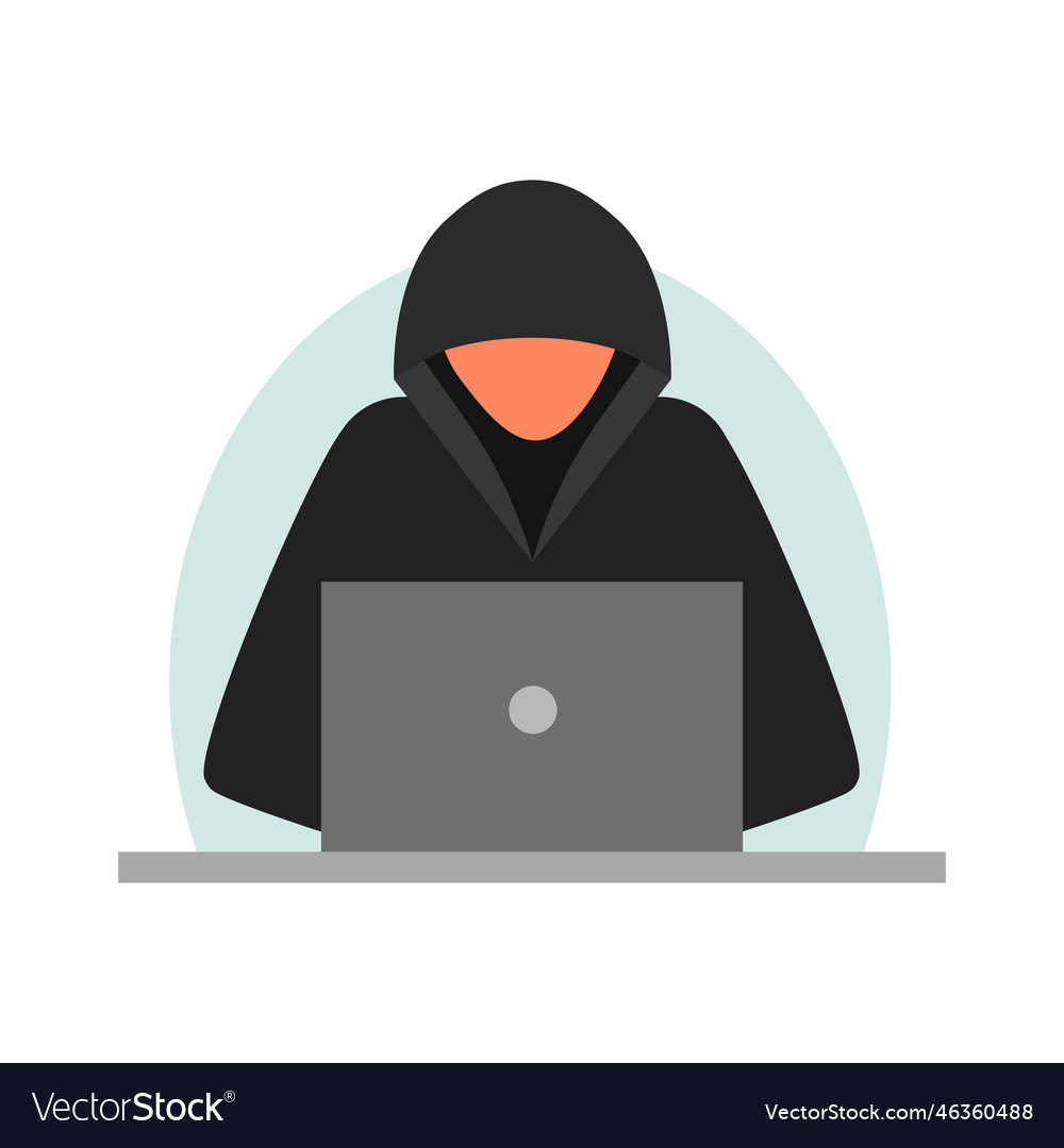 Hacker at laptop composition Royalty Free Vector Image