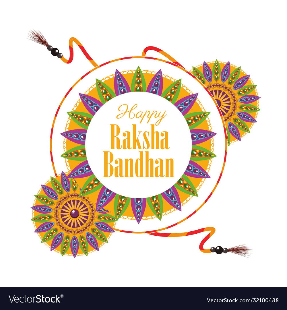 Happy raksha bandhan celebration with circular Vector Image