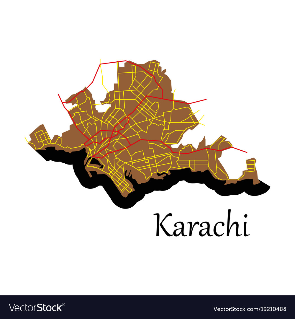 Karachi Pakistan Colorful Flat Map Streets Vector 19210488 