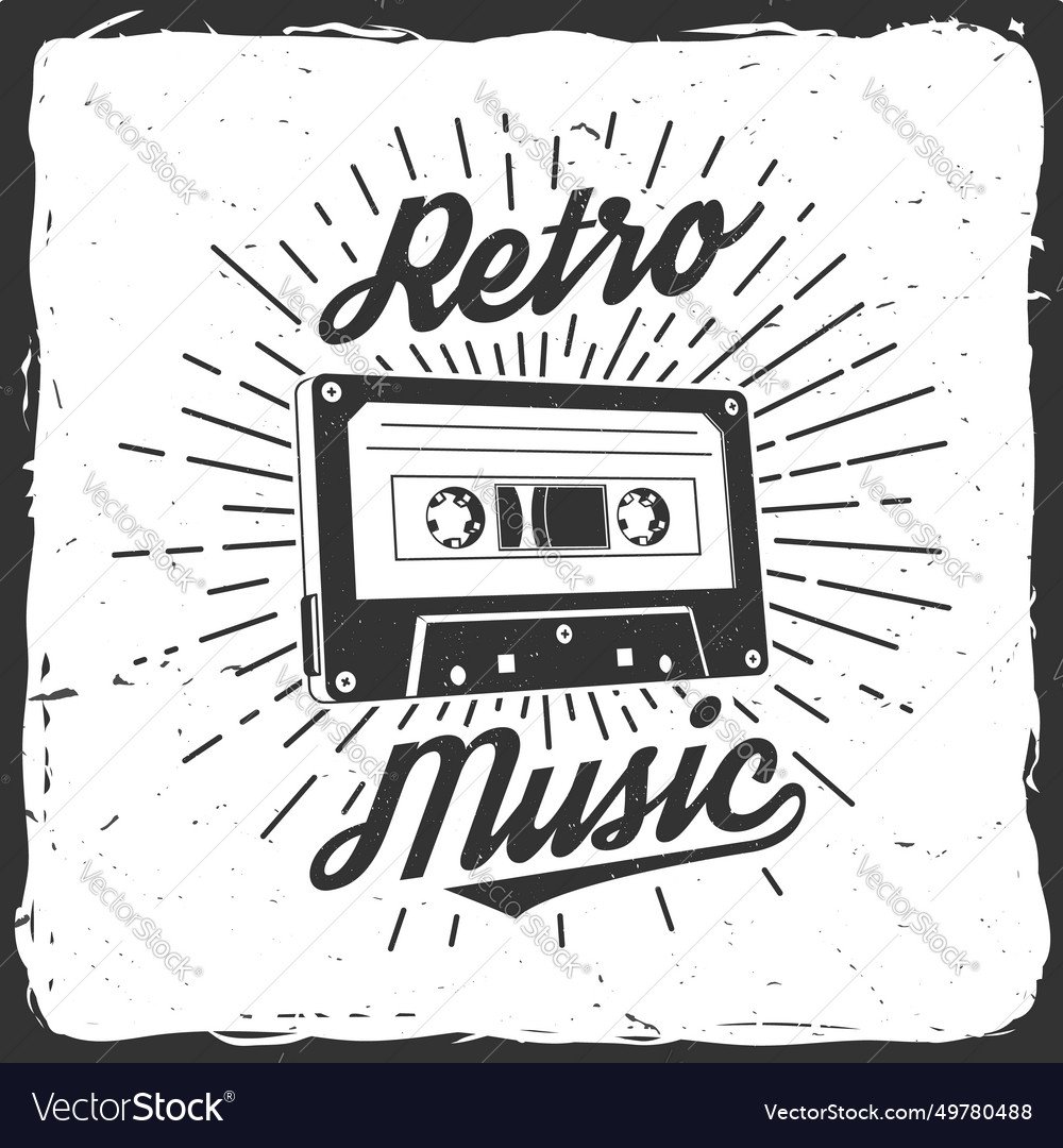 Retro music poster banner audio cassette Vector Image