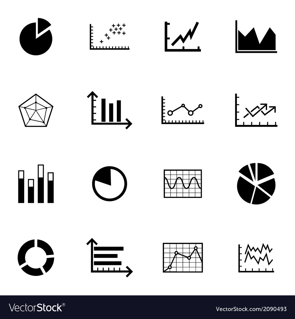 Black diagram icons set Royalty Free Vector Image