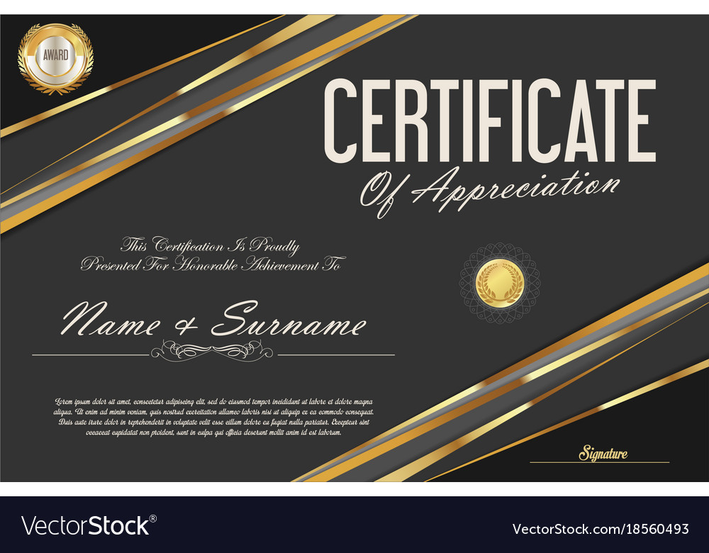 Certificate retro design template 05 Royalty Free Vector