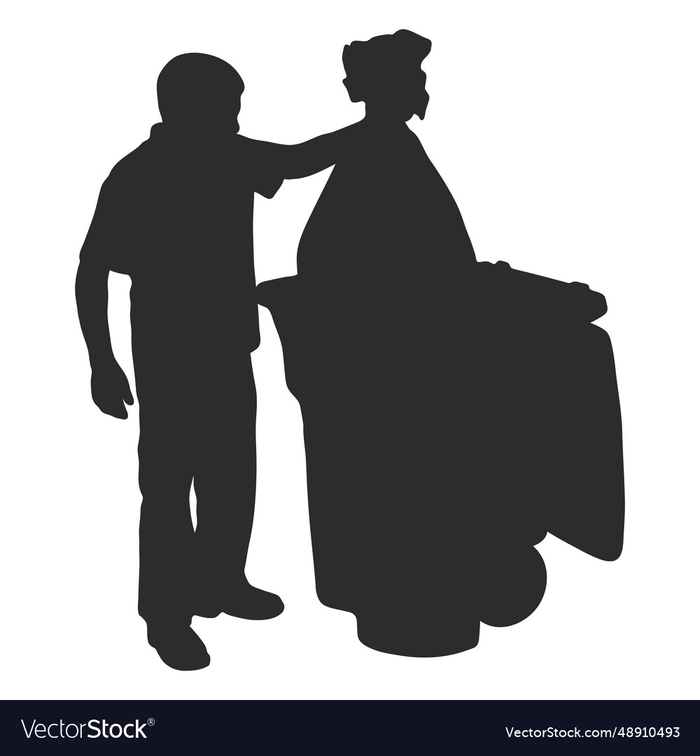 Man taking out garbage silhouette Royalty Free Vector Image