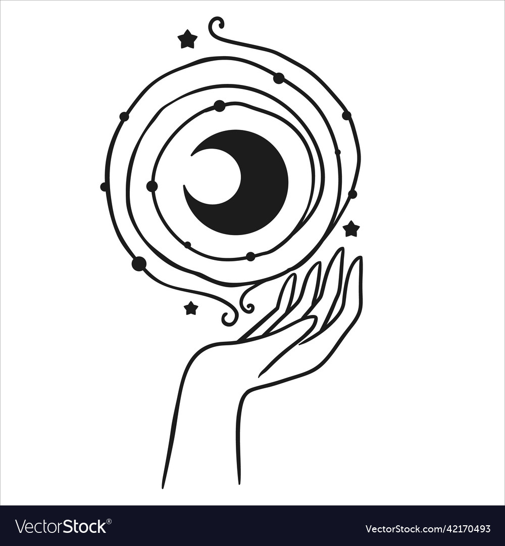 Moon mystical icon logo hands holding Royalty Free Vector