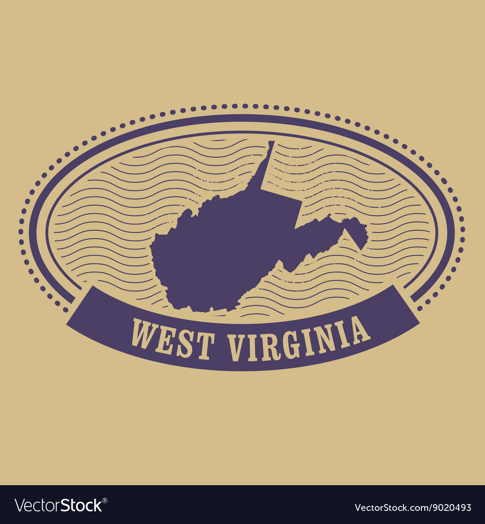 West virginia map silhouette - oval stamp Vector Image