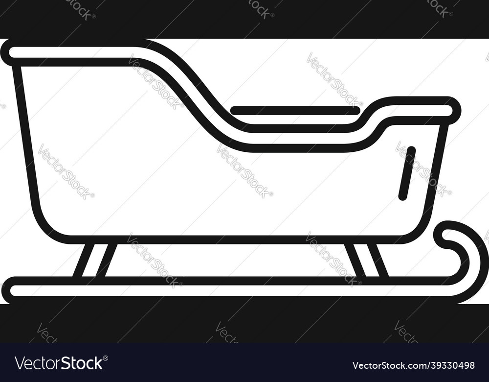 Christmas sleigh icon outline santa sledge Vector Image