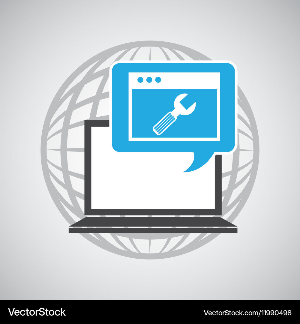 Computer Support Vector Graphics Globe computer page support communication Vector Image