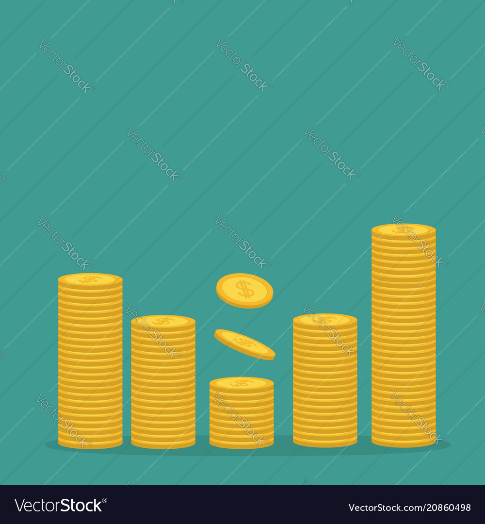 Stacks of gold coin icon diagram shape dollar Vector Image