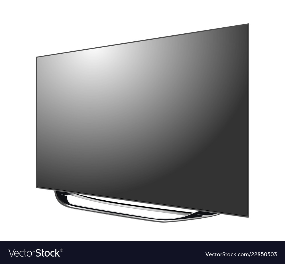 Black Led Tv Screen Blank Isolated On White Vector Image