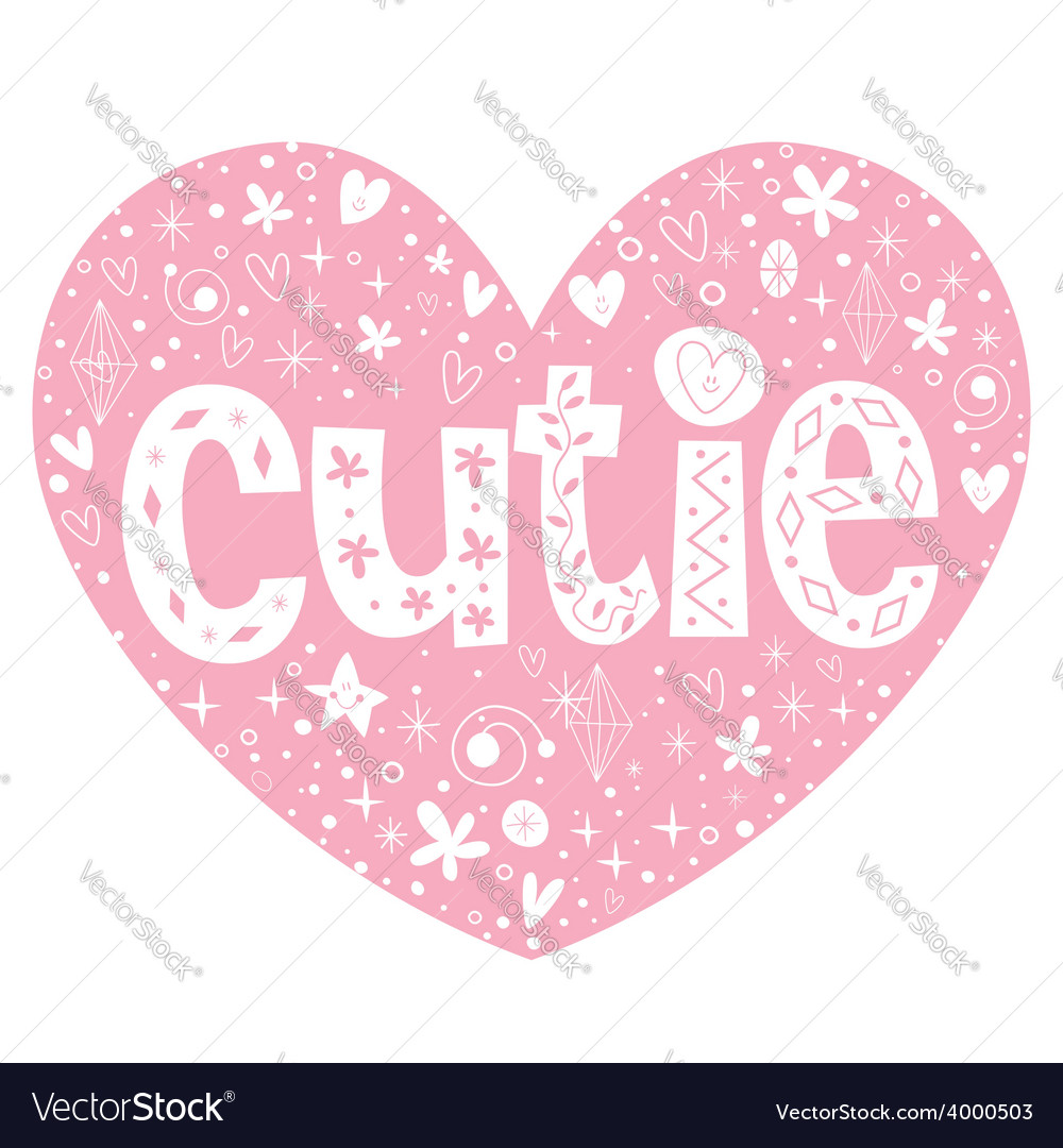 Cutie heart shaped lettering design Royalty Free Vector