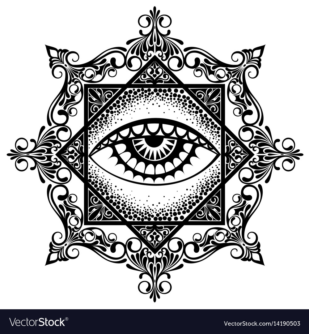 Download Eye pyramid mandala symbol Royalty Free Vector Image